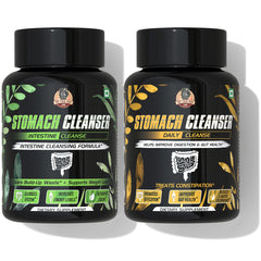 STOMACH CLEANSER KIT- Intestine Detox + Daily Cleanse (2 Ayurvedic Supplements) | Probiotic Soluble Fiber Combo For Instant Colon Detox & Daily Bowel Movement | 100% Natural