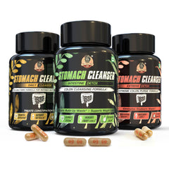 STOMACH CLEANSER KIT- Intestine Detox + Daily Cleanse (2 Ayurvedic Supplements) | Probiotic Soluble Fiber Combo For Instant Colon Detox & Daily Bowel Movement | 100% Natural
