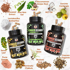 STOMACH CLEANSER KIT- Intestine Detox + Daily Cleanse (2 Ayurvedic Supplements) | Probiotic Soluble Fiber Combo For Instant Colon Detox & Daily Bowel Movement | 100% Natural