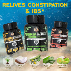 STOMACH CLEANSER KIT- Intestine Detox + Daily Cleanse (2 Ayurvedic Supplements) | Probiotic Soluble Fiber Combo For Instant Colon Detox & Daily Bowel Movement | 100% Natural