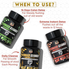 STOMACH CLEANSER KIT- Intestine Detox + Daily Cleanse (2 Ayurvedic Supplements) | Probiotic Soluble Fiber Combo For Instant Colon Detox & Daily Bowel Movement | 100% Natural